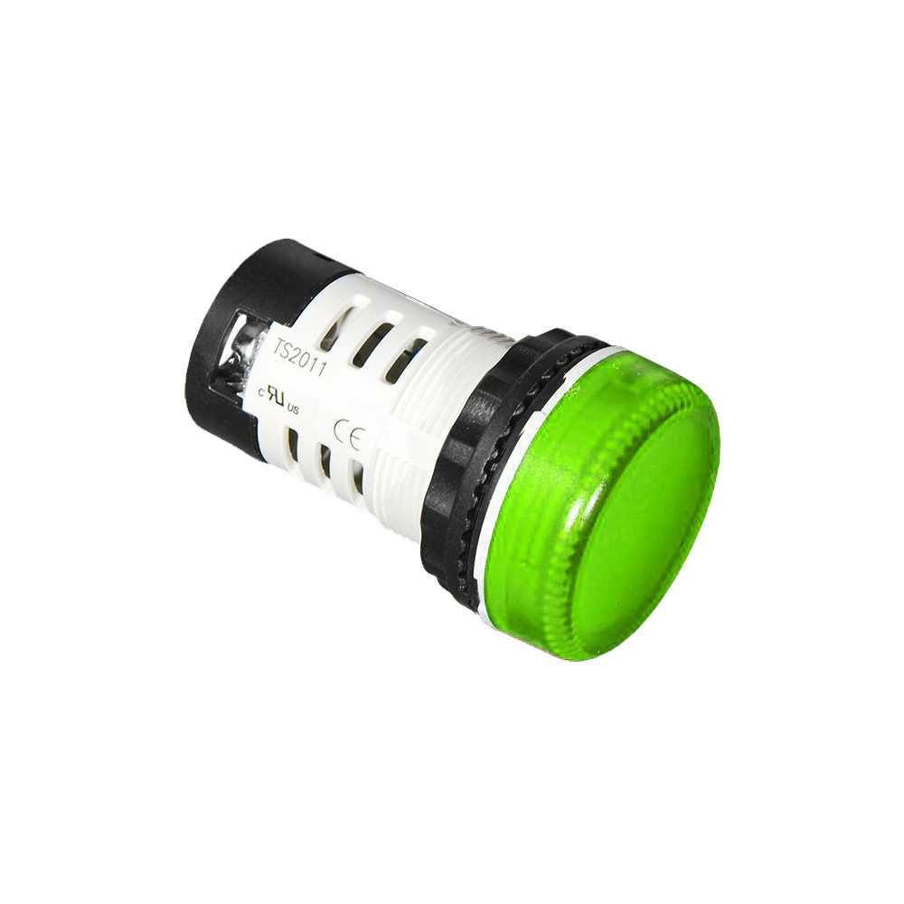 Индикатор (зеленый) TS2011-3CG20 - Индикатор, тип F3, LED AC 220V, пластиковое переднее кольцо, диаметр головки кнопки 29,5 мм, диаметр посадочного отверстия: 22 мм, цвет: зеленый