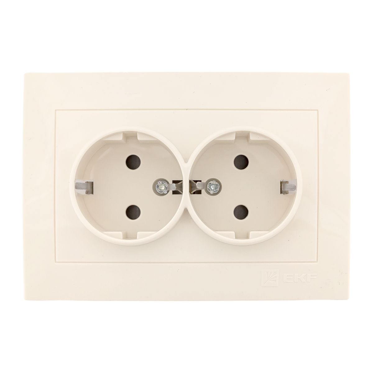 Валенсия розетка 2-местная с/з 16А кремовая с защ. штор. PROxima EWR16-128-20
