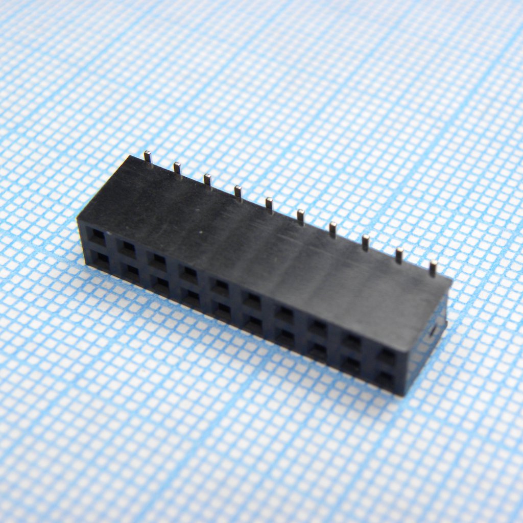 DS1023-11-2X10B8XBS - Гнездо на плату SMD 2x10 конт., шаг 2.54мм, высота 7.4мм, позолоч.