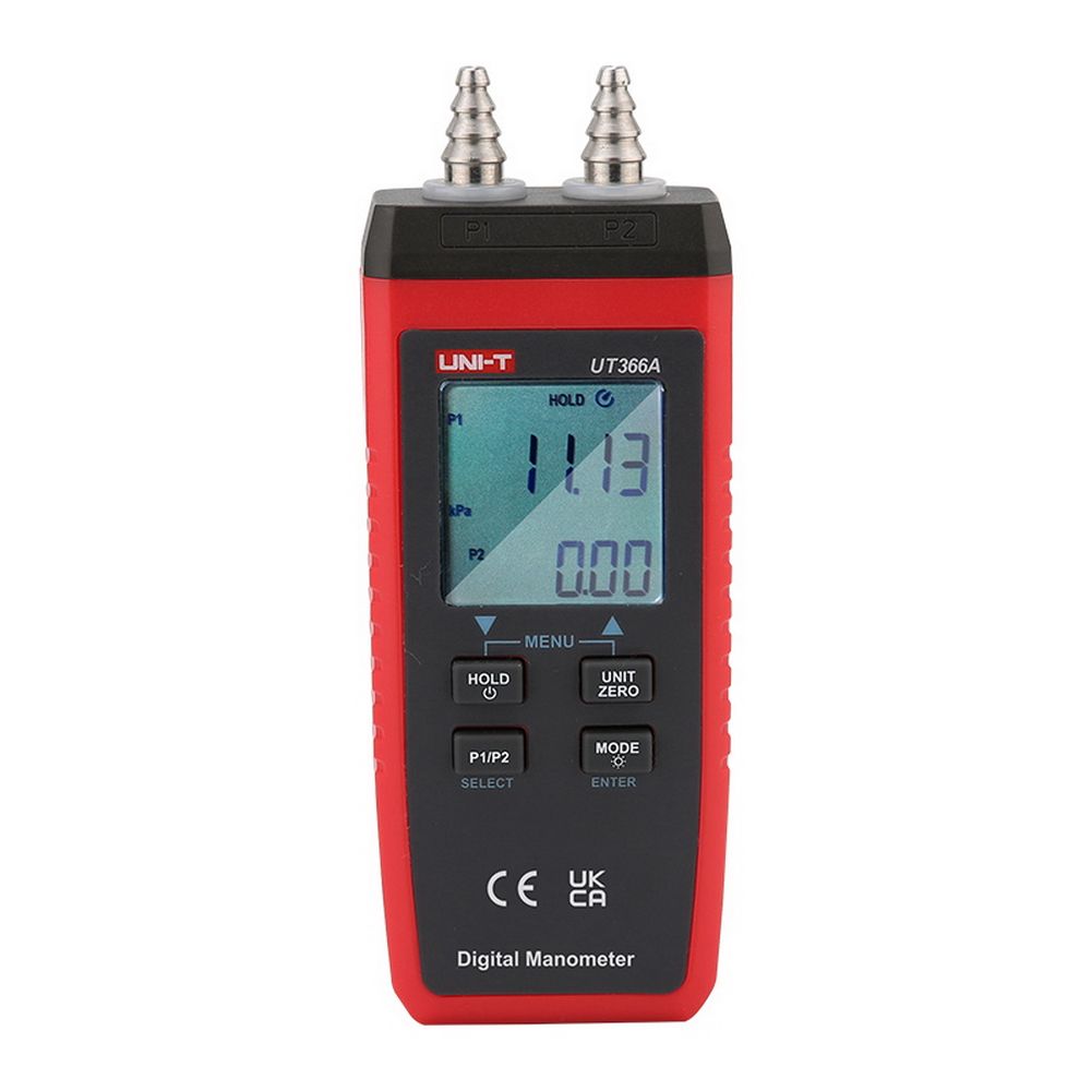UT366A - Цифровой манометр для измерение давления кПа, мбар, бар, фунт/кв.дюйм, мм рт.ст., дюйм вод. ст., дюйм ртутного столба, озин2, кгсм2, фут вод. Авто-выключение. FSTN дисплей