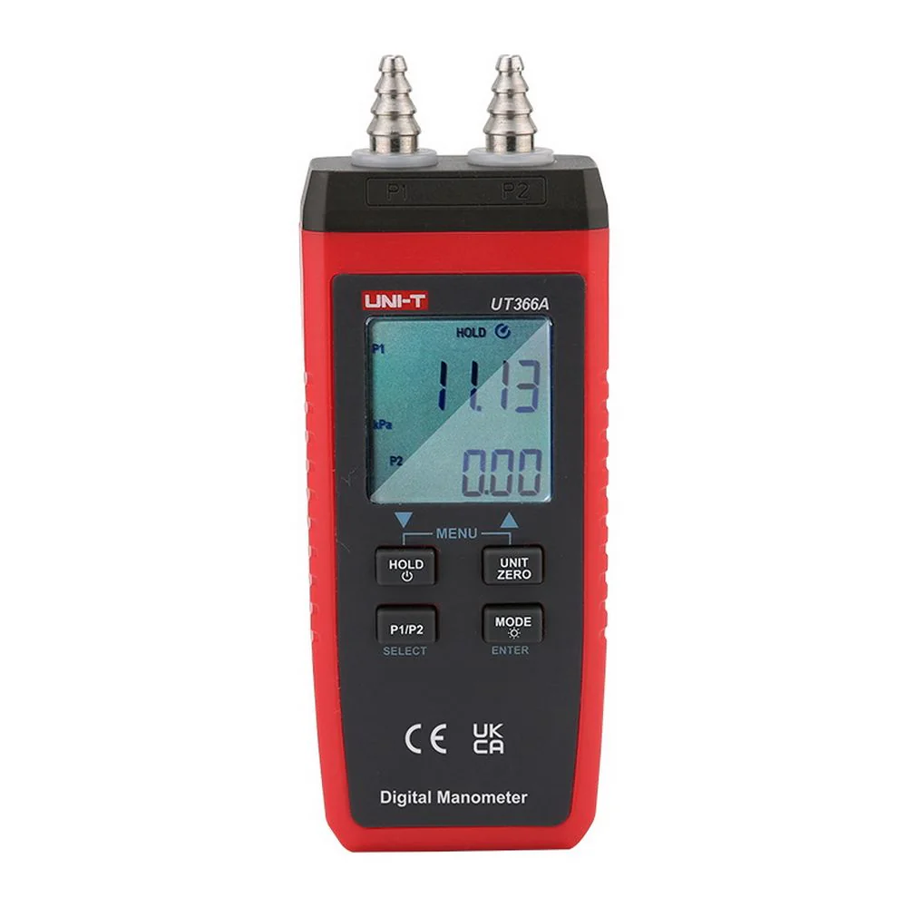 UT366A - Цифровой манометр для измерение давления кПа, мбар, бар, фунт/кв.дюйм, мм рт.ст., дюйм вод. ст., дюйм ртутного столба, озин2, кгсм2, фут вод. Авто-выключение. FSTN дисплей