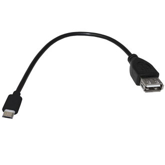 USB2.0 A(F)-MICRO USB B(M) B 0.2M - Шнур переходник, USB A гнездо - USB micro штекер, длина 20см, черный
