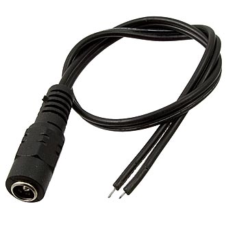 JR-F29A DC 5.5*2.1 MM 30CM - Разъем питания штырьковый DC 5.5*2.1 мм, гнездо на проводе 30 см