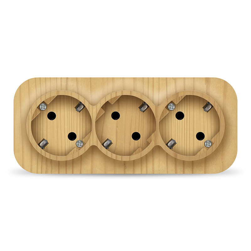 Розетка 3-м ОП 16А IP20 с заземл. сосна 1440