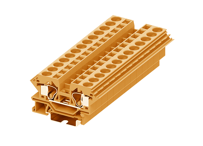 Проходная клемма 210912 - Проходная клемма, TA10, тип фиксации провода: пружинный, номинальное сечение: 10 мм кв., 57A, 800V, ширина: 10 мм, цвет: оранжевый, тип монтажа: DIN 35