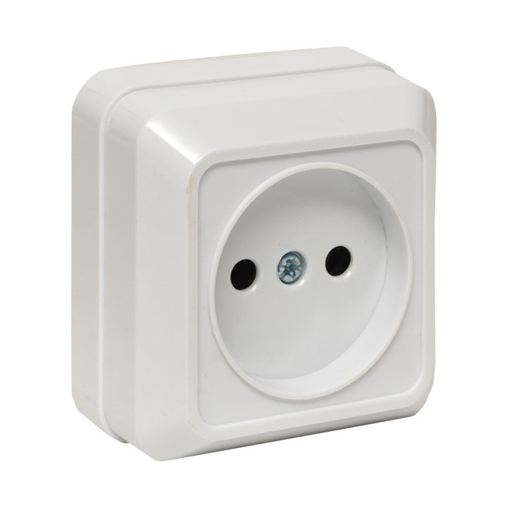 Рим Розетка 1-местная 10А без заземления белая ENR10-022-10