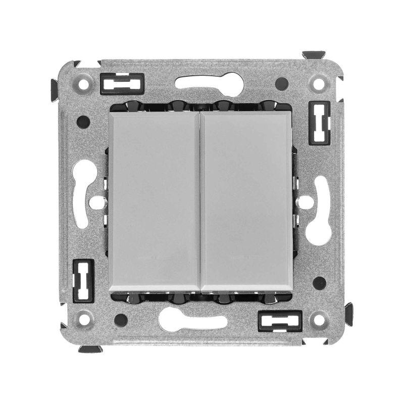 Кнопка двухклавишная в стену, "Avanti", "Закаленная сталь" 4404154