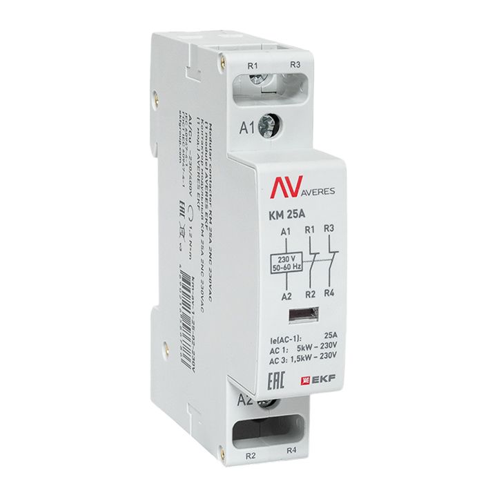 Контактор модульный КМ 25А 2NC 230VAC (1 мод.) AVERES EKF