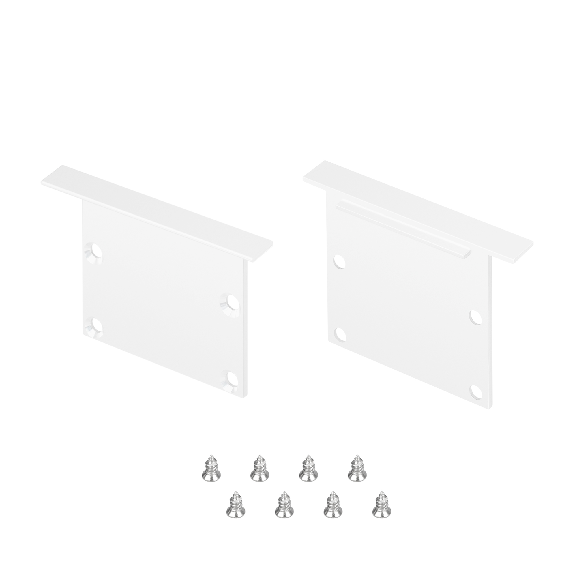 Заглушка LINIA49-F-S WHITE глухая 041882 - Пара заглушек цвета для профиля  LINIA49-F-S. Цвет - белый. В комплекте 2 заглушки, 8 шурупов. Цена за весь комплект. Материал - алюминий.