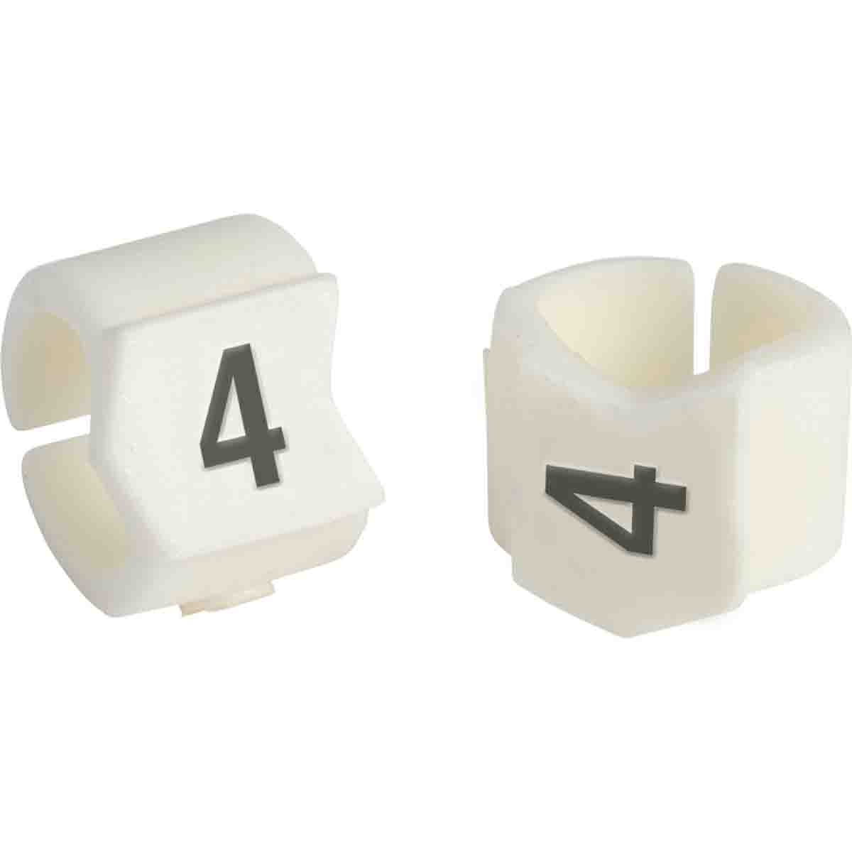 brd133404 - SCN-23-4 клипсы белые, 50шт/упак, для провода 5,9-8,5мм диаметра, легенда 4