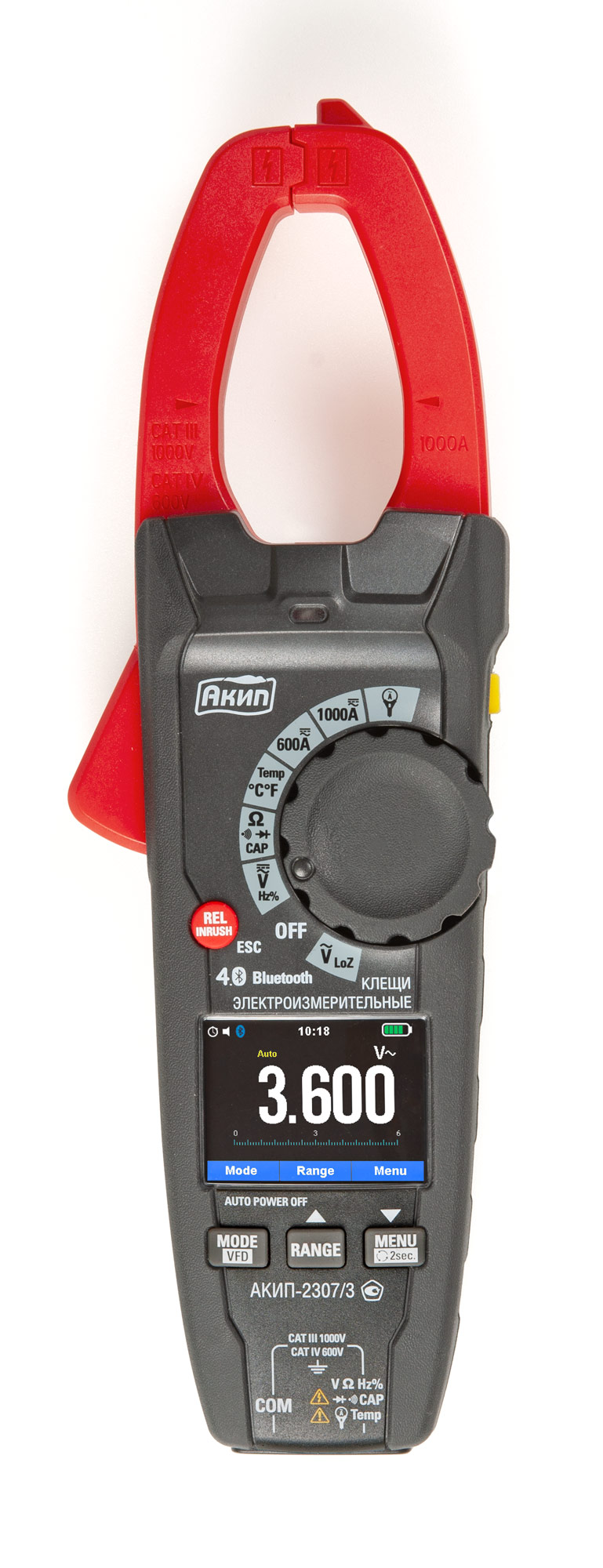 АКИП-2307/3 - Токоизмерительные клещи для измерения постоянного и переменного тока до 1000А и 3000А (опционально), True RMS, NCV, графическое отображение результата, Bluetooth