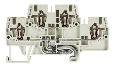 Клемма этажн. заземл. WKFN 2,5 E/D/SL/35 - Этажная клемма, верхний уровень - серый, нижний уровень - желто/зеленый, тип фиксации провода: пружинный, номинальное сечение: 2,5 мм кв., 24A, 500V, ширина: 5 мм, цвет: серый, тип монтажа: DIN 35