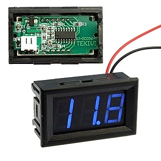 V27T-DL BLUE (3.2-30V) - Цифровой LED вольтметр DC 3,2-30В ±3%, синий