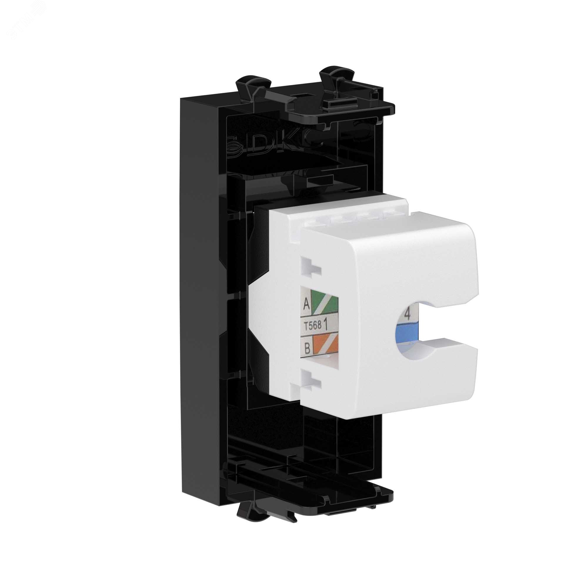 Розетка компьютерная 1мод. Avanti "Черный квадрат" RJ45 кат.5E без шторок модульная механизм 4402661