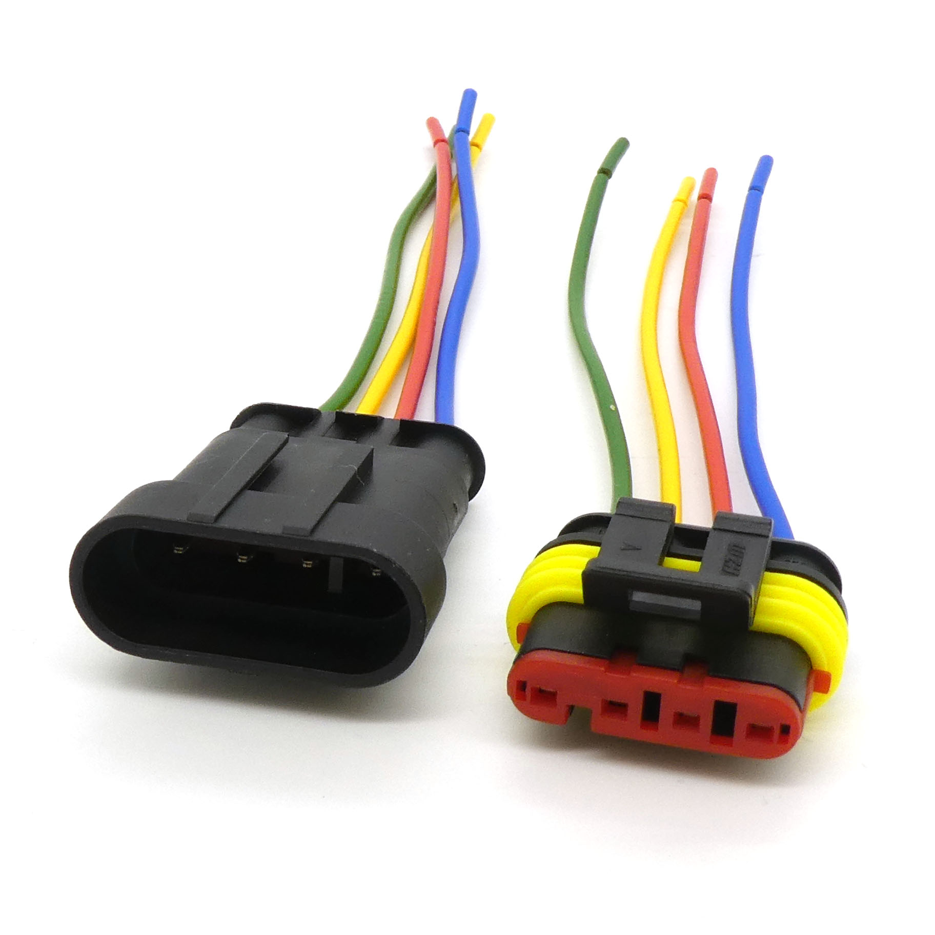 штекер+гнездо, 4контакта, IP66 - Колодка соединительная штырь + гнездо IP66 комплект с проводом 0.5 мм2,  4 контакта