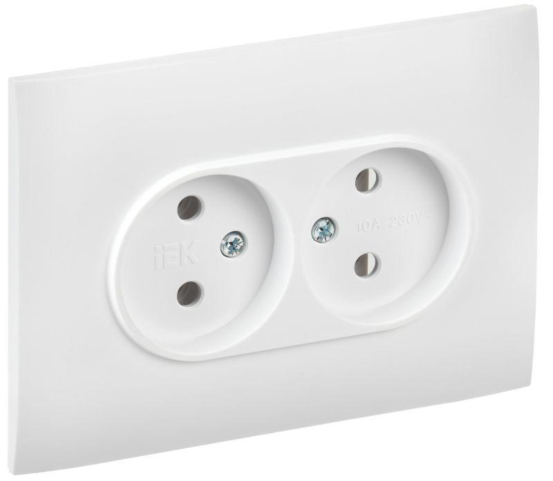 SKANDY Розетка 2-местная без заземления без защитных шторок 10А в сборе SK-R10W арктический белый IEK SK-R20-10-K01-F