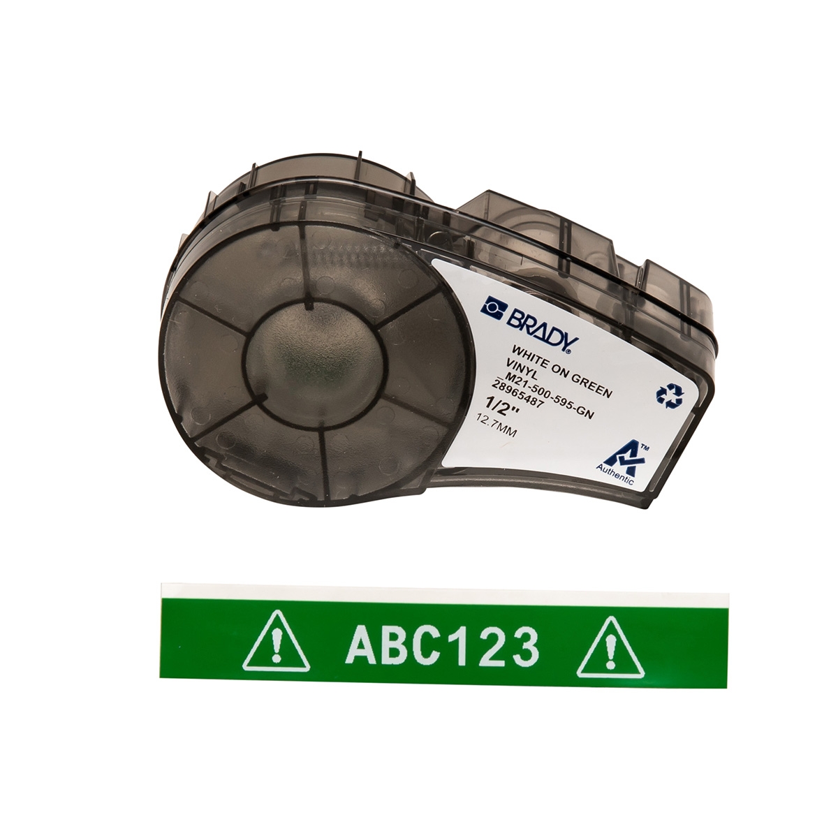 brd142805 - M21-500-595-GN лента 12.7 мм/6.4 м, винил, белый на зеленом
