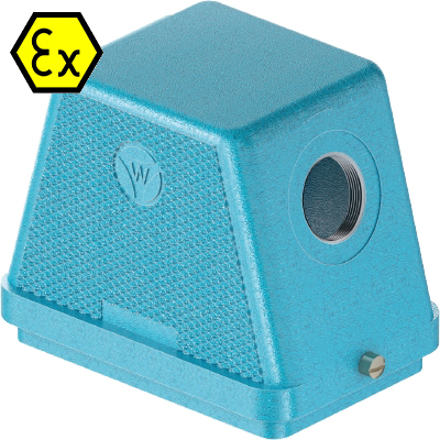 Крышка разъема Ex 70.353.4836.1 - Крышка разъема на кабель, типоразмер 48B, взрывозащищита, без уплотнителя, 1 отверстие с резьбой для кабельных вводов M40x1,5, с боковым расположением, без защелки (упоры под одну защелку), материал корпуса: цинковый спла