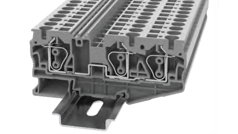 Проходная клемма STB6-TW-01P-11 - Проходная клемма, 3 точки подключения, тип фиксации провода: пружинный, номинальное сечение: 6 мм кв., 41A, 1000V, ширина: 8,2 цвет: серый, втычная перемычка, тип монтажа: DIN35