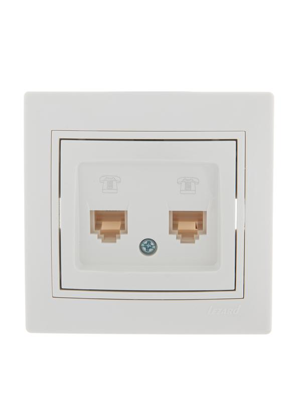 Розетка телефонная 2-м СП Mira RJ11 бел./бел. 701-0202-138