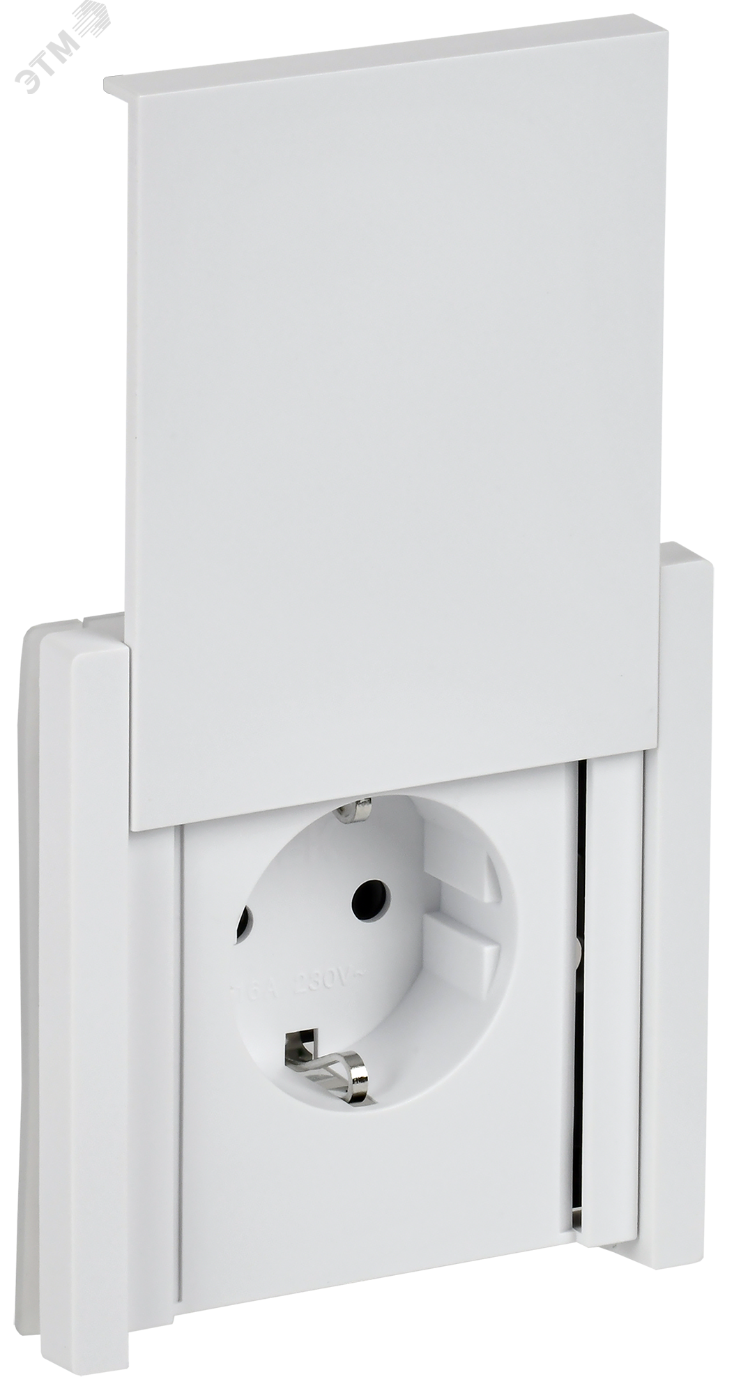 FORTE&PIANO Розетка 1-местная с заземлением с защитными шторками и крышкой винтовое крепление 16А IP44 FP221 белый IEK FP-R16-16-44-K01