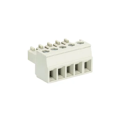 Розетка Wiecon 8813 B / 5 OB - Розеточный разъем, угловой, на кабель, шаг 3,81 мм, 5 полюсов, номинальное сечение: 1,5 мм кв., винтовая фиксация провода, 250V, 8А, без маркировки, цвет: серый, серия 8813 B