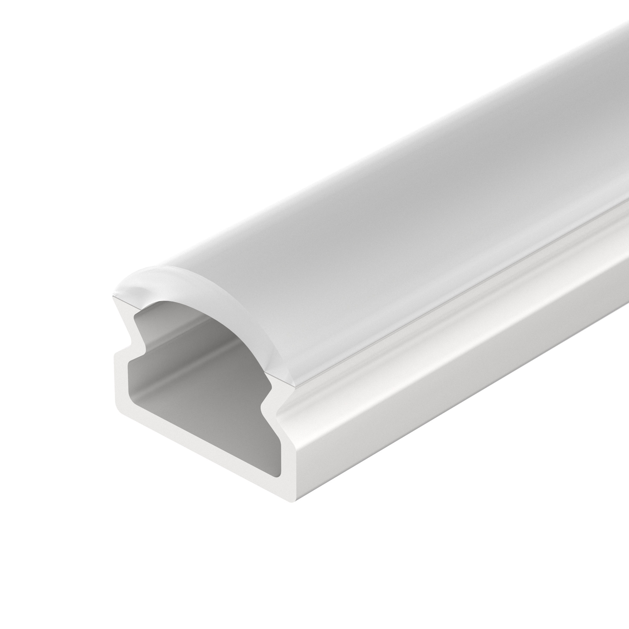 Профиль WPH-LINE-1210R-2000 OPAL 023303 - Цельнолитой пластиковый профиль со встроенным полукруглым матовым экраном. Материал - PC. Для лент и линеек шириной до 8 мм. Размер 2000*12,3*10,1 мм. Класс пылевлагозащиты – IP65 (при соблюдении технологии гермет