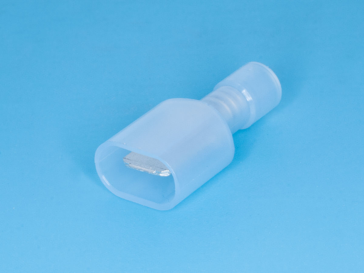 TAI-2IF - Клемма ножевая 6,3мм, вилка на провод 1,5-2,5мм, полностью изолированная, кратно 100шт.