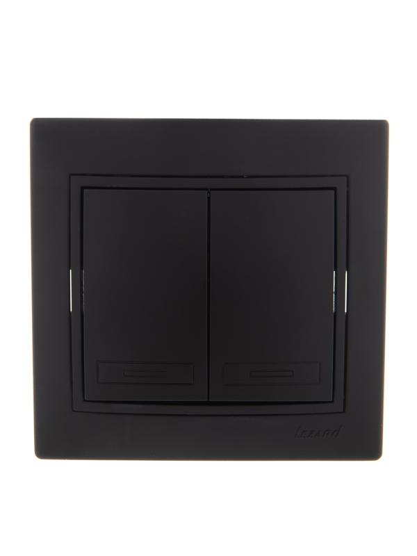 Выключатель 2-кл. 1п СП Mira 10А IP20 со вставкой черн. бархат 701-4242-101