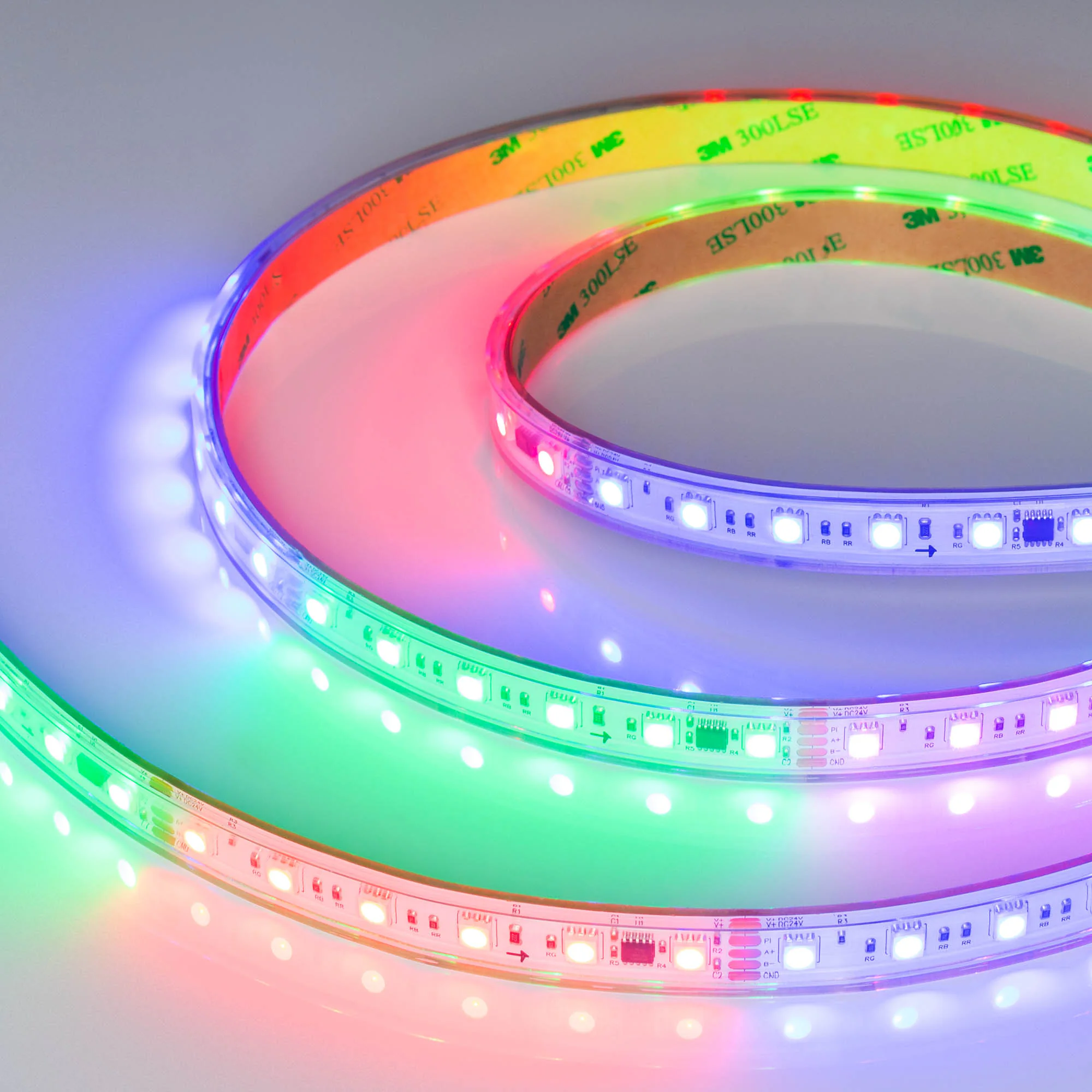 Лента герметичная DMX-PS-B60-15mm 24V RGB-PX6 (15W/m, IP67, 5060, 5m) 037090 - Светодиодная лента DMX-B60, герметичная IP67 (PS-силиконовая экструзия), с интерфейсом DMX512 (микросхема TM512AC). Светодиоды 5060, 60 шт/м (300 шт на 5 м),(1 pixel = 6 LED), 
