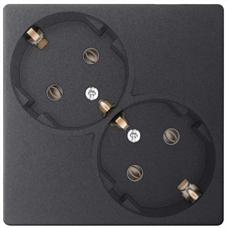 Розетка 2-м СП 24 16А IP20 2х2P+E Schuko без защ. шторок механизм графит 2450459-038
