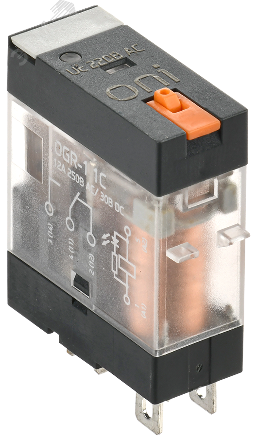 Реле общего назначения OGR-1 1C 220В AC со светодиодом и тестовой кнопкой OGR-1-1C-AC220V-L-B