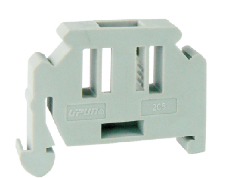 Концевой стопор 2G6 - Концевой стопор на рейку DIN35, тип зажима: защелка, ширина: 6 мм, цвет: серый, пластик