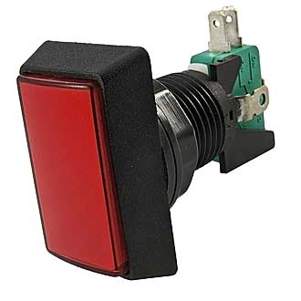 GMSI-3B-R NO(NC)+NC(NO) RED - Кнопка прямоугольная с LED подсветкой, цвет красный, размер 50х32мм, посадочное отверстие 23.5мм, 5А/250В
