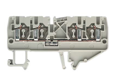 Клемма сдв. WKF 2.5 D2/2/35 - Проходная клемма, 4 точки подключения, тип фиксации провода: пружинный, номинальное сечение: 2,5 мм кв., 24A, 800V, ширина: 5 мм, цвет: серый, тип монтажа: DIN 35