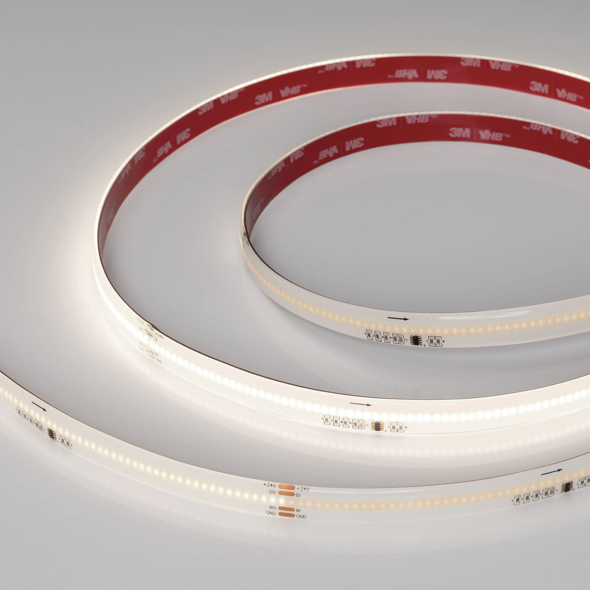 Лента герметичная SPI-COB-SE-X378-12mm 24V Day4000-PX63-BPT (7 W/m, IP65, 5m) 041388 - Светодиодная лента SPI-X378, герметичная IP65 (SE - силиконовое покрытие), микросхема WS2818B. Светодиоды CSP 378 шт/м (1890шт на 5м), 1 pixel = 63 LED, белая плата, ск
