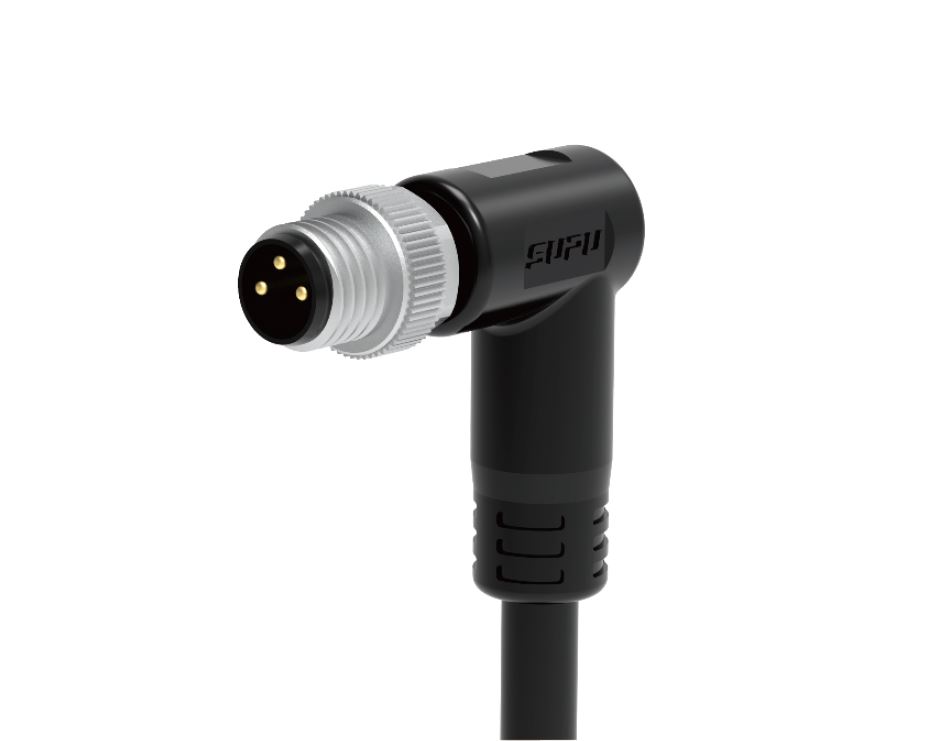 Вилочный разъем с кабелем M8A08Z-MMSRA-UC001B - Вилочный разъем с кабелем, 8 полюсов, M8, угловой, длина кабеля 1 м, D-Code, материал оболочки кабеля: PVC, 4А, 250V, корпус из пластика, резьбовое соединение: цинк, неэкранированный