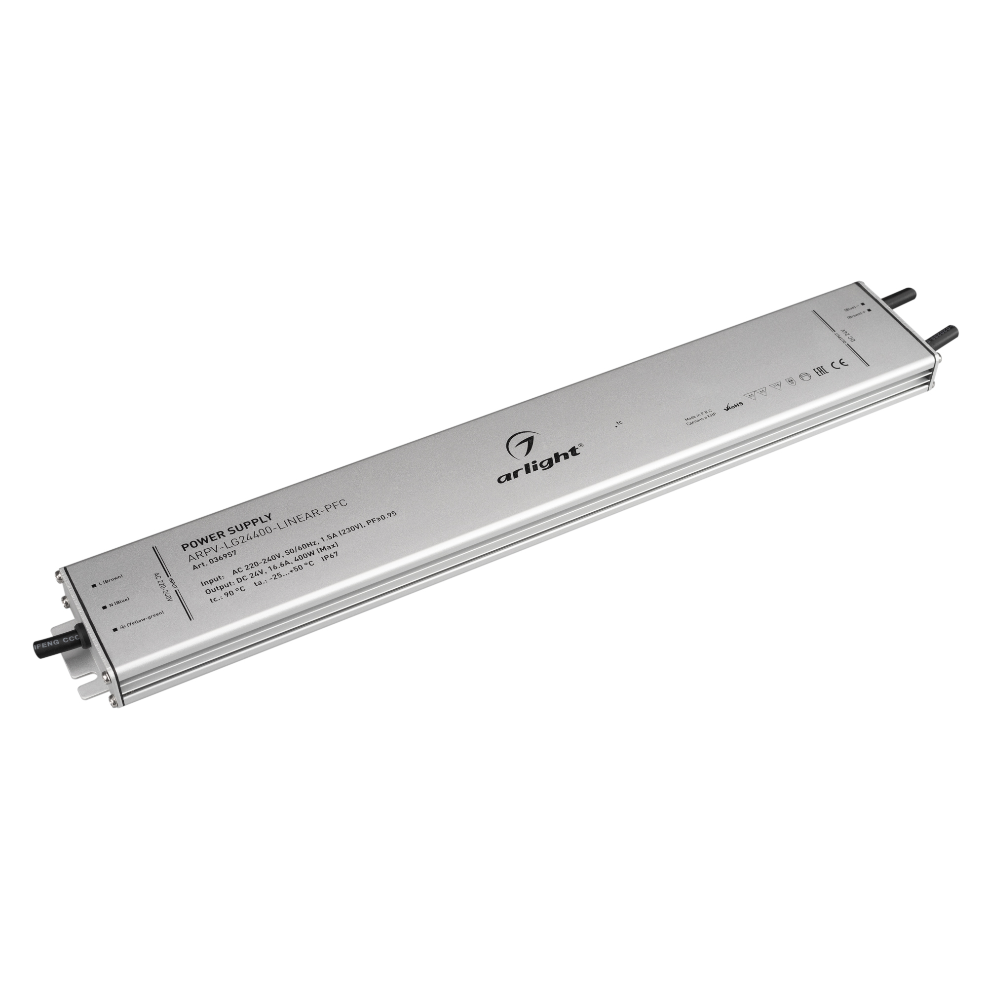 Блок питания ARPV-LG24400-LINEAR-PFC (24V, 16.6A, 400W) 036957 - Источник напряжения с гальванической развязкой для светодиодных изделий. Входное напряжение 220-240 VAC. Выходные параметры: 24 В, 16.6 А, 400 Вт. Встроенный PFC >0.95. Тонкий металлический 