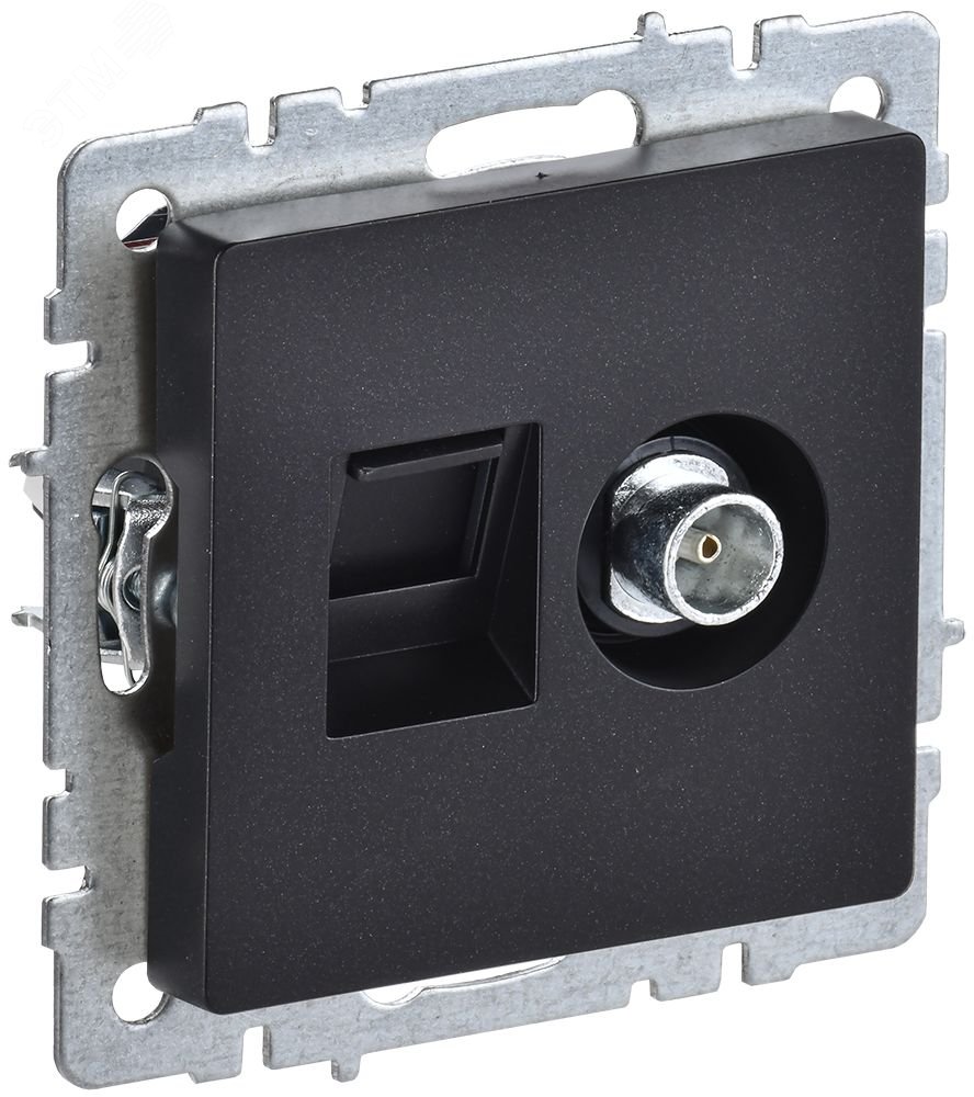 Розетка компьютерная + телевизионная 2-м Brite РТВ/РК12-БрЧ RJ45 кат.5E + TV черн. BR-AK20-1-K02