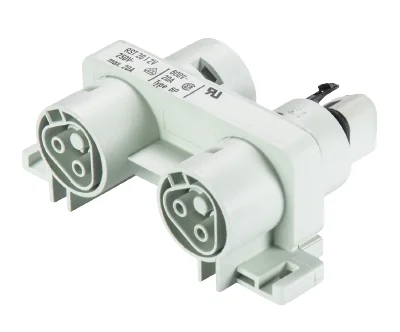 Разветвитель RST20I2V 3P1 F V L BR01 - Распределительный блок, серия RST Classic, IP68(69k), 2 полюса, 1 вход / 3 выхода, номинальные характеристики: ~50V/-120V, 20A, с монтажными фланцами, цвет: коричневый, серия RST Classic