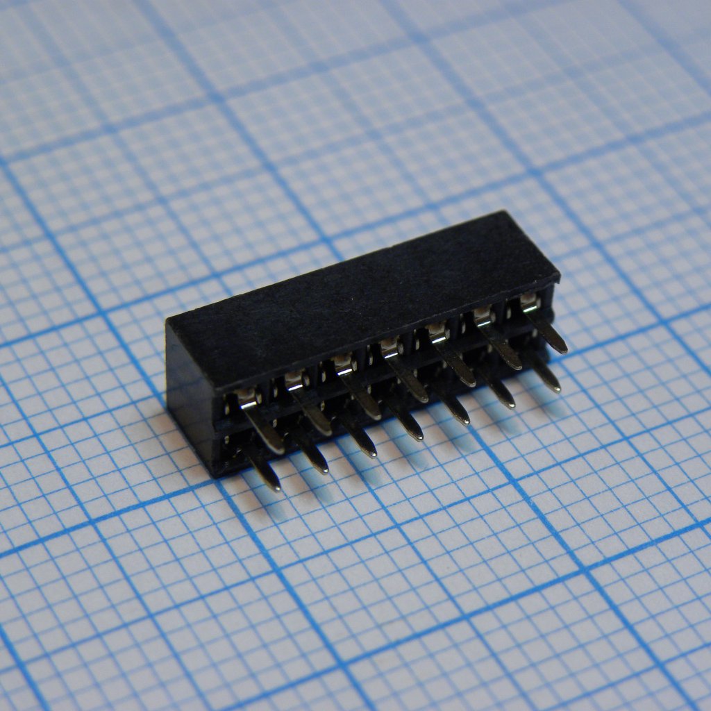 DS1026-05-2X7S8BV - Гнездо на плату 2x7 конт., шаг 2.00мм, высота 4.3мм, позолоч.