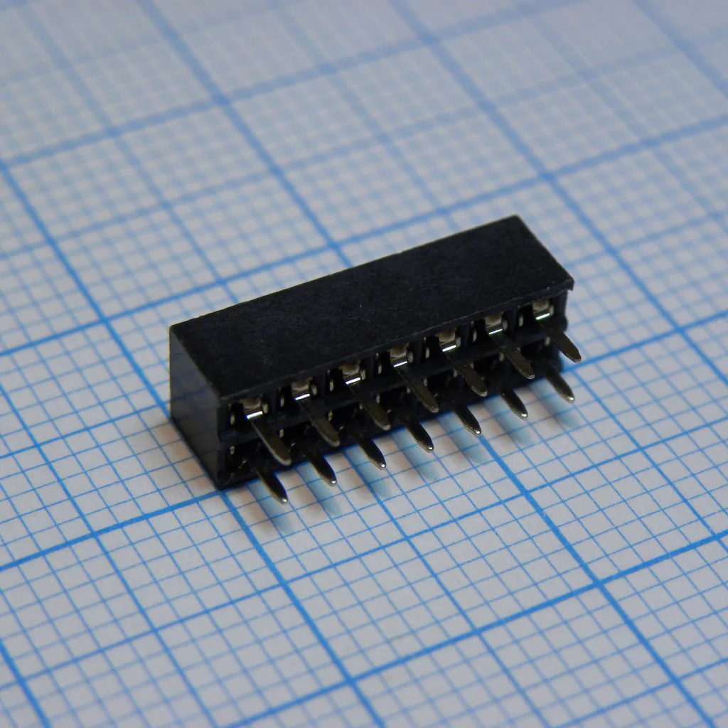 DS1026-05-2X7S8BV - Гнездо на плату 2x7 конт., шаг 2.00мм, высота 4.3мм, позолоч.