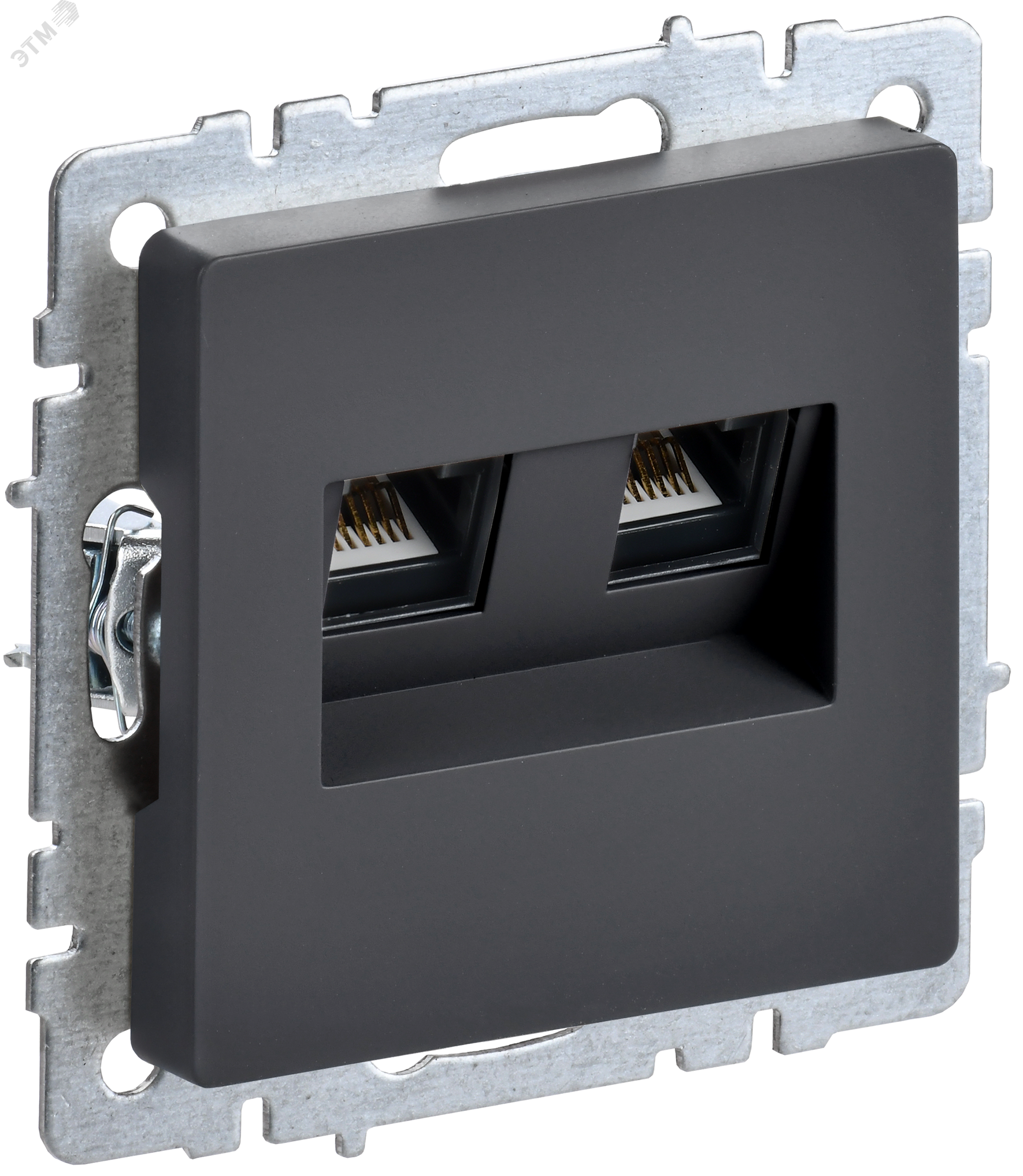 BRITE Розетка компьютерная двойная RJ45 кат.5E РК10-2-БрГ графит BR-K20-1-K53