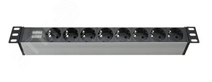 Блок распределения питания (PDU) 19" 16A с индикацией, Вых:8 Schuko, Вх:Schuko R519SH8CD