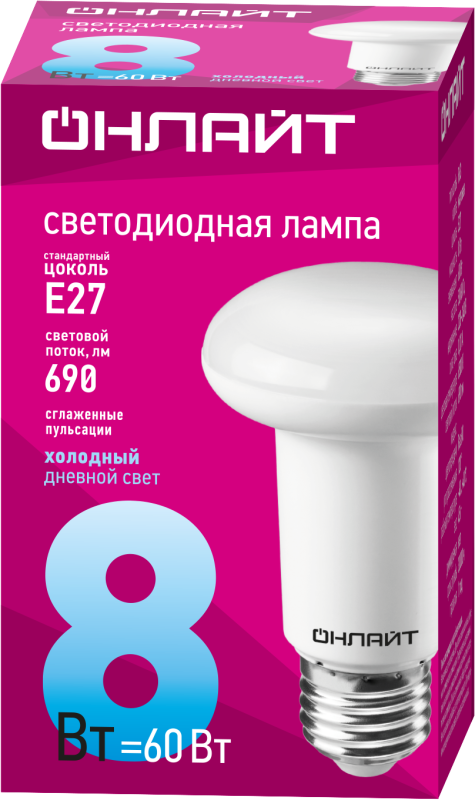 Лампа светодиодная 61 143 OLL-R63-8-230-6.5K-E27 8Вт 61143