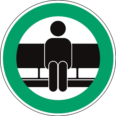 gws307512 - Знак "СИДИТЕ ЗДЕСЬ", PIC918, материал В-7539, белый глянцевый полиэстер, зелено-белый, круглый, диаметр 100 мм, 1 шт. в упак.