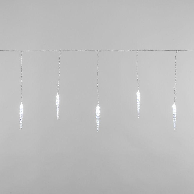 Гирлянда светодиодная "Айсикл" (бахрома) "Сосульки" 1.5х0.25м 10LED бел. 0.51Вт IP20 провод прозр. 303-068