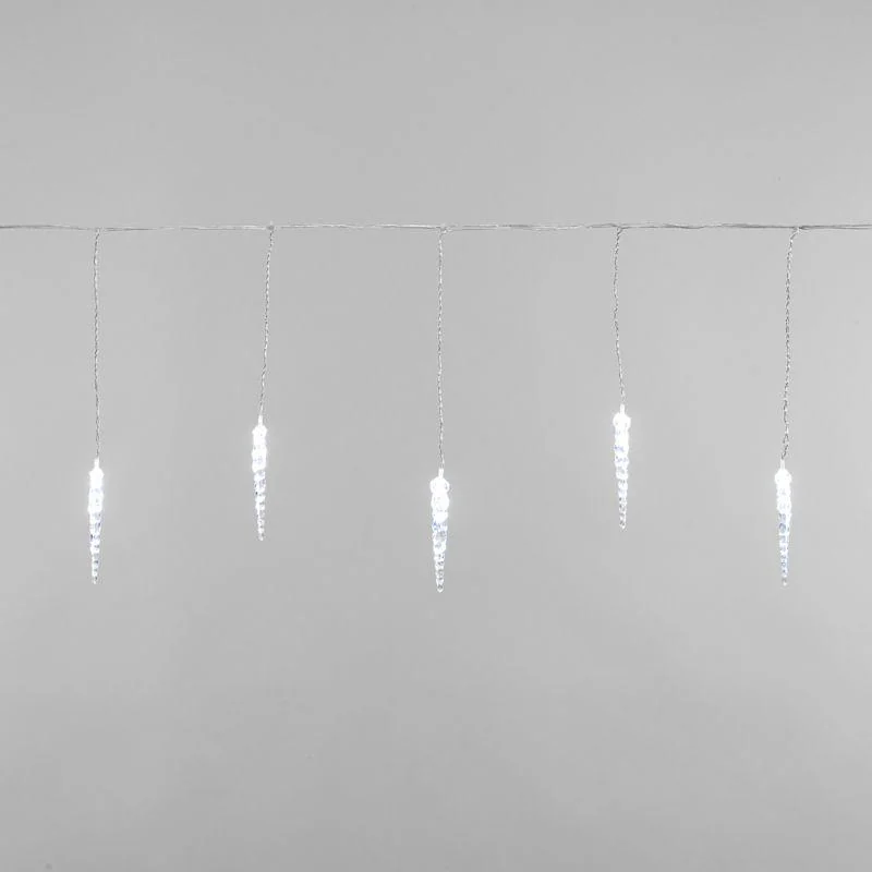 Гирлянда светодиодная "Айсикл" (бахрома) "Сосульки" 1.5х0.25м 10LED бел. 0.51Вт IP20 провод прозр. 303-068