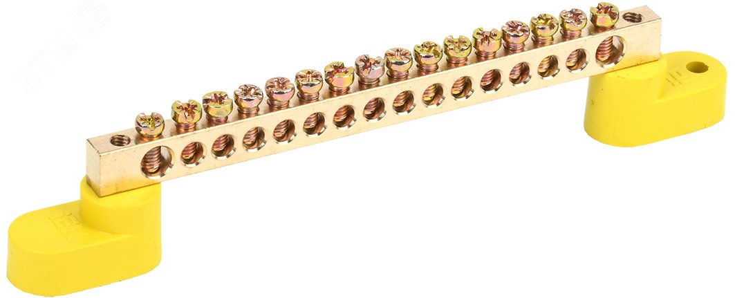 Шина PE "земля" ШНИ-6х9-16-У2-Ж на двух угловых изоляторах YNN10-69-16C2-K05