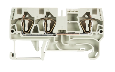 Клемма сдв. WKFN 4/D1/2/35 - Проходная клемма, 3 точки подключения, тип фиксации провода: пружинный, номинальное сечение: 4 мм кв., 32A, 800V, ширина: 6 мм, цвет: серый, тип монтажа: DIN 35